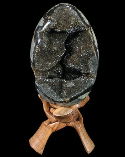 Septarian Dragon Egg Geode - Black Crystals #88190